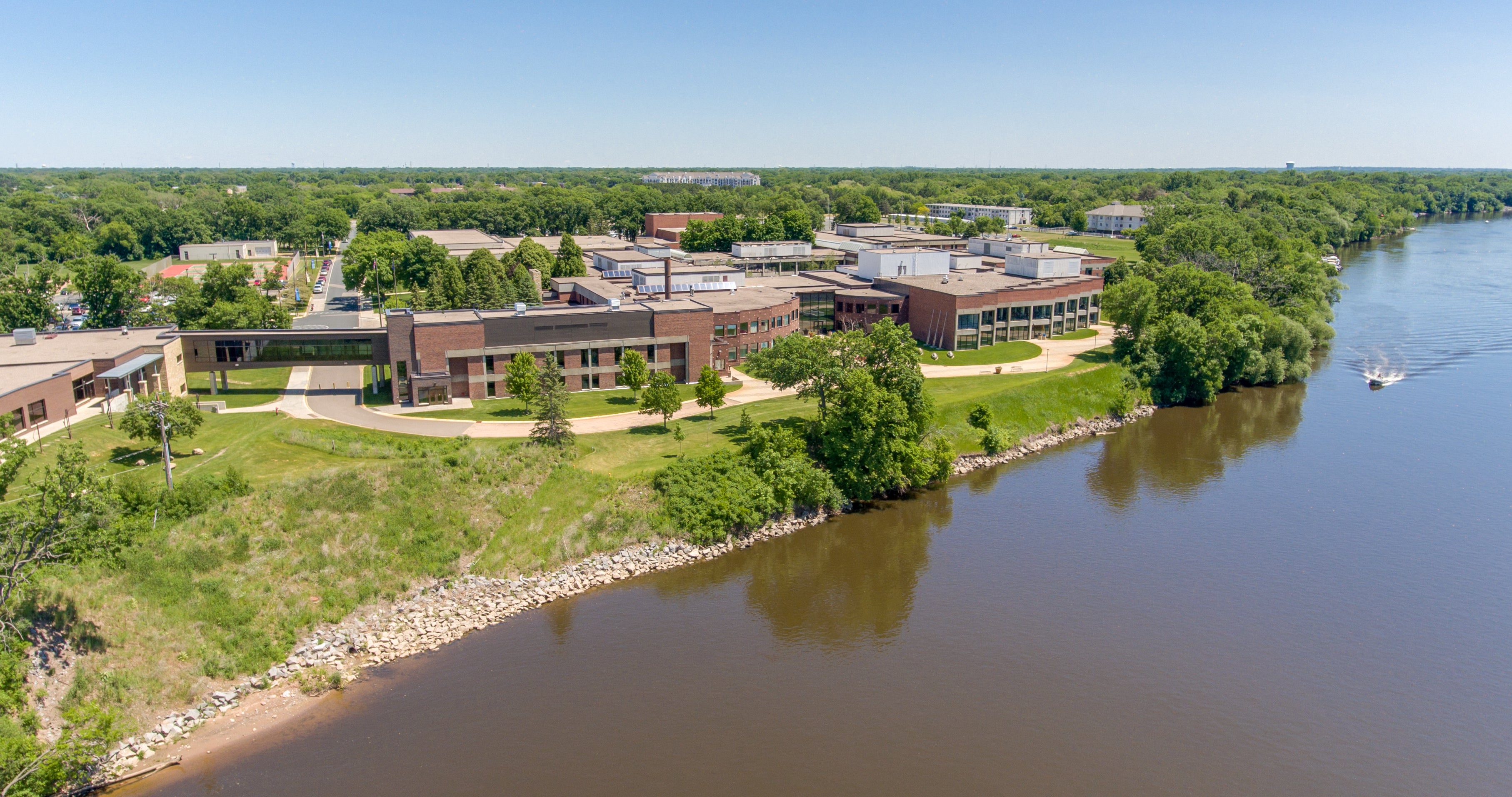 Coon Rapids Campus Aerial View from River
