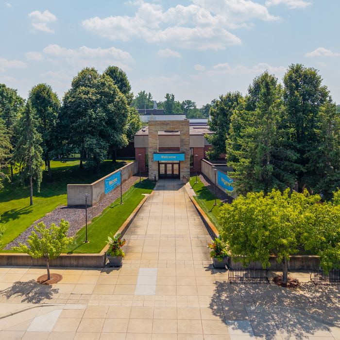 Coon Rapids Campus entrance at door 1 with welcome signs