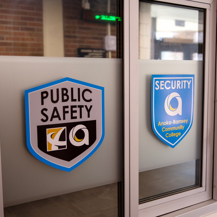 Public Safety Office Windows with Department Logos
